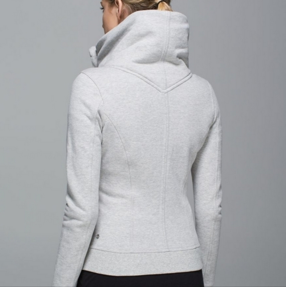 Lululemon Karmacollected Jacket Heathered Light Grey 6 Cotton Fleece - Picture 4 of 12